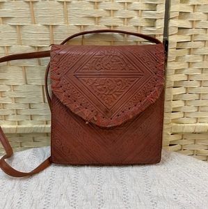 Moroccan Magic, Genuine Tooled Leather Shoulder Bag